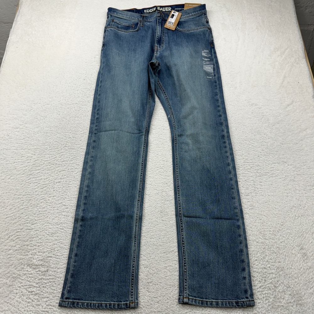 Eddie Bauer Mens Mr‎ Eddies Flex Jeans Straight Fit Dusty Blue 32x34 New